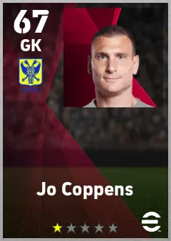 Jo Coppens eFootball 2026 player card — 67 OVR GK