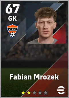 Fabian Mrozek eFootball 2026 player card — 67 OVR GK