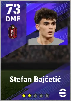 Stefan Bajcetic eFootball 2026 player card — 73 OVR DMF