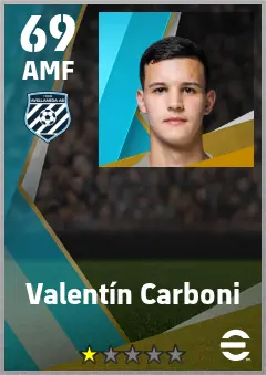 Valentin Carboni eFootball 2026 player card — 69 OVR AMF