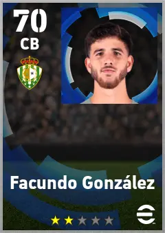 Facundo Gonzalez eFootball 2026 player card — 70 OVR CB