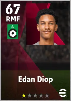 Edan Diop eFootball 2026 player card — 67 OVR RMF