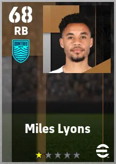 Miles Lyons eFootball 2026 player card — 68 OVR RB