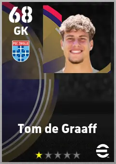 Tom de Graaff eFootball 2026 player card — 68 OVR GK