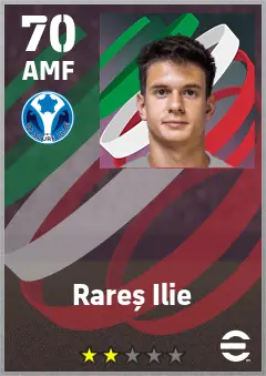 Rares Ilie eFootball 2026 player card — 70 OVR AMF