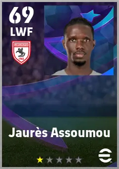 Jaures Assoumou eFootball 2026 player card — 69 OVR LWF