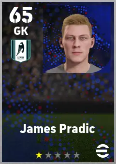 James Pradic eFootball 2026 player card — 65 OVR GK