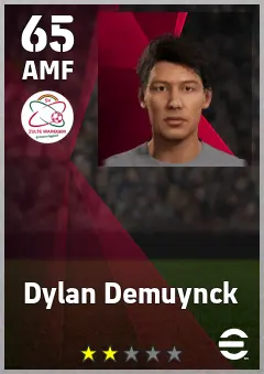 Dylan Demuynck eFootball 2026 player card, 65 OVR AMF