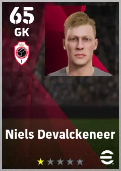 Niels Devalckeneer eFootball 2026 player card — 65 OVR GK