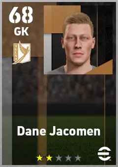 Dane Jacomen eFootball 2026 player card — 68 OVR GK