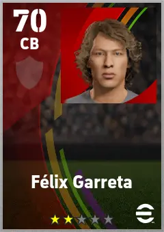Felix Garreta eFootball 2026 player card — 70 OVR CB