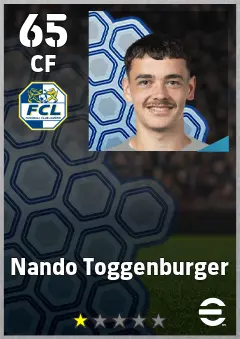 Nando Toggenburger eFootball 2026 player card, 65 OVR CF