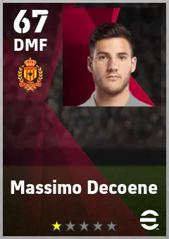 Massimo Decoene eFootball 2026 player card — 67 OVR DMF