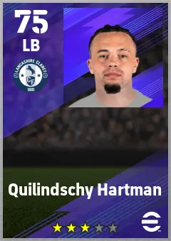 Quilindschy Hartman eFootball 2026 player card — 75 OVR LB