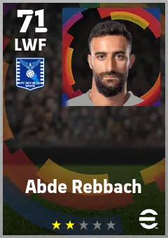 Abde Rebbach eFootball 2026 player card — 71 OVR LWF