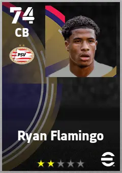 Ryan Flamingo eFootball 2026 player card — 74 OVR CB