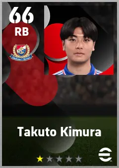 Takuto Kimura eFootball 2026 player card — 66 OVR RB