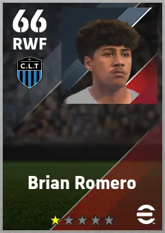 Brian Romero eFootball 2026 player card — 66 OVR RWF