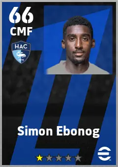 Simon Ebonog eFootball 2026 player card — 66 OVR CMF