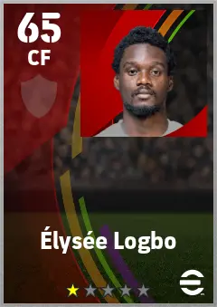 Elysee Logbo eFootball 2026 player card — 65 OVR CF