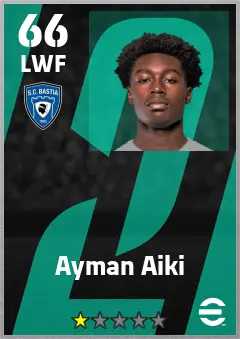 Ayman Aiki eFootball 2026 player card — 66 OVR LWF