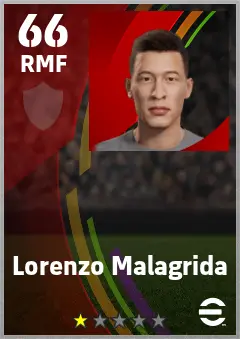 Lorenzo Malagrida eFootball 2026 player card — 66 OVR RMF
