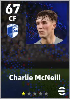 Charlie McNeill eFootball 2026 player card — 67 OVR CF