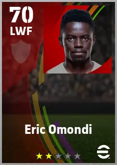 Eric Omondi eFootball 2026 player card — 70 OVR LWF