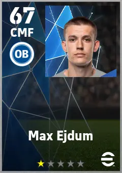 Max Ejdum eFootball 2026 player card — 67 OVR CMF