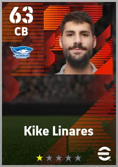 Kike Linares eFootball 2026 player card — 63 OVR CB