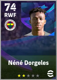 Nene Dorgeles eFootball 2026 player card — 74 OVR RWF