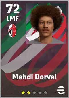 Mehdi Dorval eFootball 2026 player card — 72 OVR LMF
