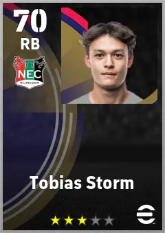 Tobias Storm eFootball 2026 player card, 70 OVR RB