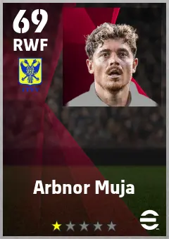 Arbnor Muja eFootball 2026 player card — 69 OVR RWF