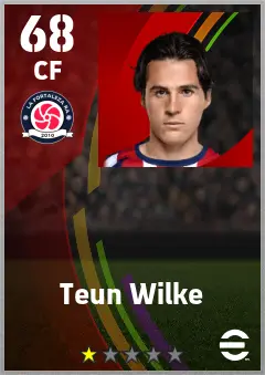 Teun Wilke eFootball 2026 player card — 68 OVR CF