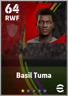 Basil Tuma eFootball 2026 player card — 64 OVR RWF