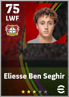 Eliesse Ben Seghir eFootball 2026 player card — 75 OVR LWF