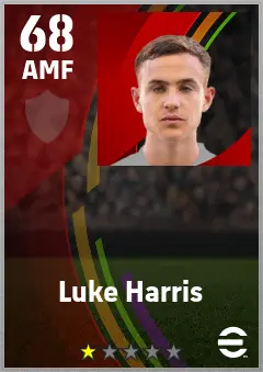 Luke Harris eFootball 2026 player card — 68 OVR AMF