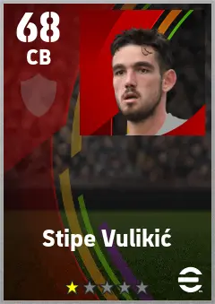 Stipe Vulikic eFootball 2026 player card — 68 OVR CB
