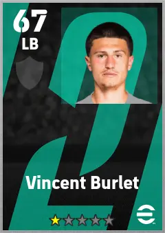 Vincent Burlet eFootball 2026 player card — 67 OVR LB