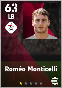 Romeo Monticelli eFootball 2026 player card — 63 OVR LB