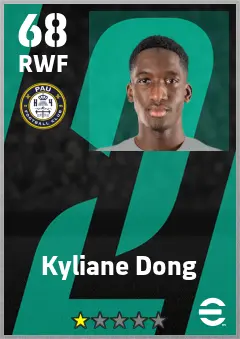 Kyliane Dong eFootball 2026 player card — 68 OVR RWF
