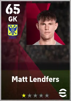 Matt Lendfers eFootball 2026 player card — 65 OVR GK