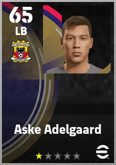 Aske Adelgaard eFootball 2026 player card — 65 OVR LB