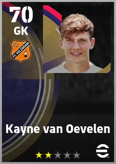 Kayne van Oevelen eFootball 2026 player card — 70 OVR GK