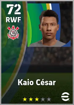 Kaio Cesar eFootball 2026 player card — 72 OVR RWF