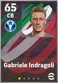 Gabriele Indragoli eFootball 2026 player card — 65 OVR CB