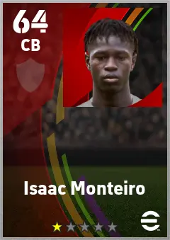 Isaac Monteiro eFootball 2026 player card — 64 OVR CB