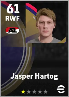 Jasper Hartog eFootball 2026 player card — 61 OVR RWF