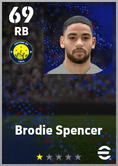 Brodie Spencer eFootball 2026 player card — 69 OVR RB